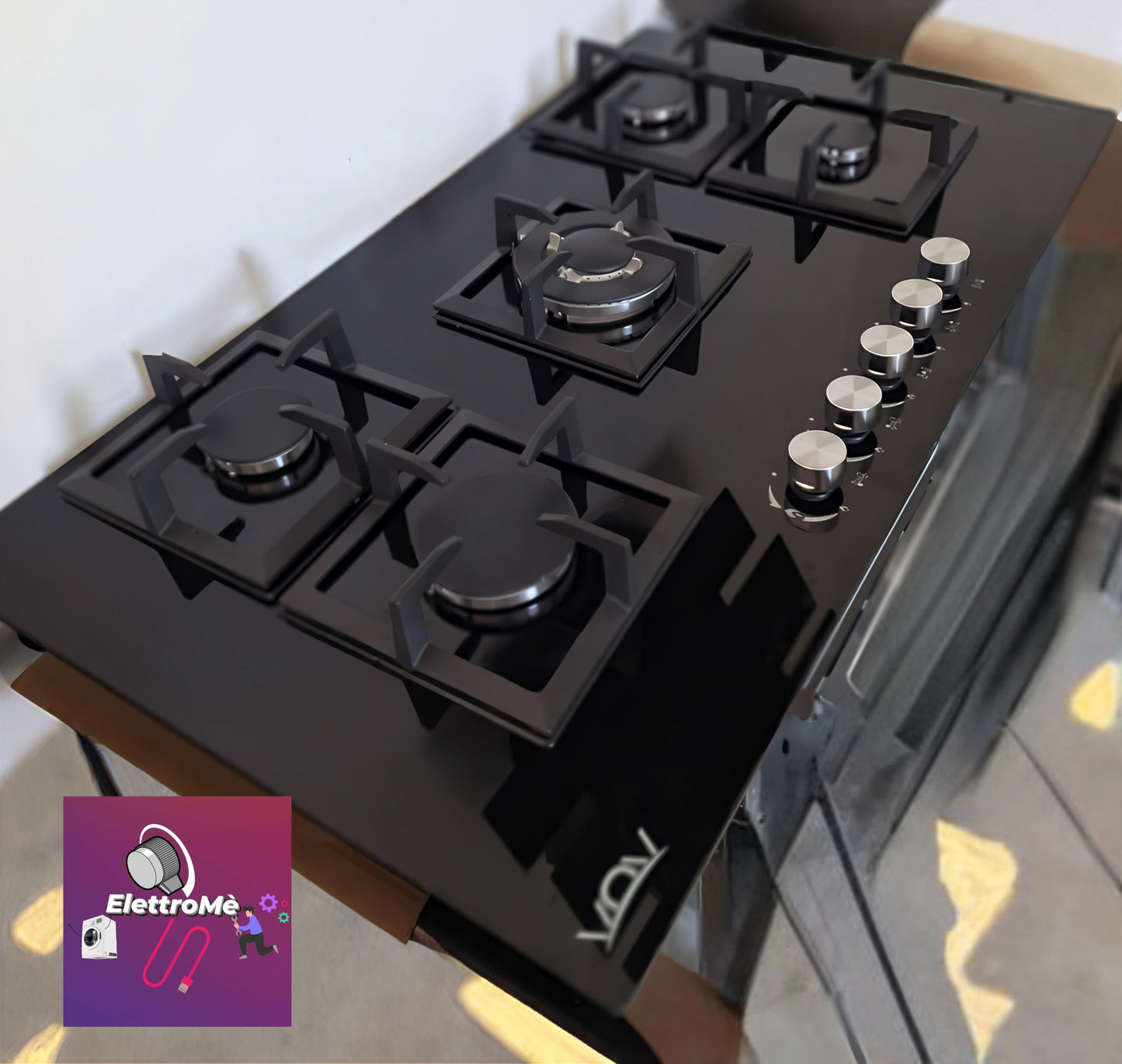 VETROCERAMICA 75 CM NERO DOPPIAGHISA VOV